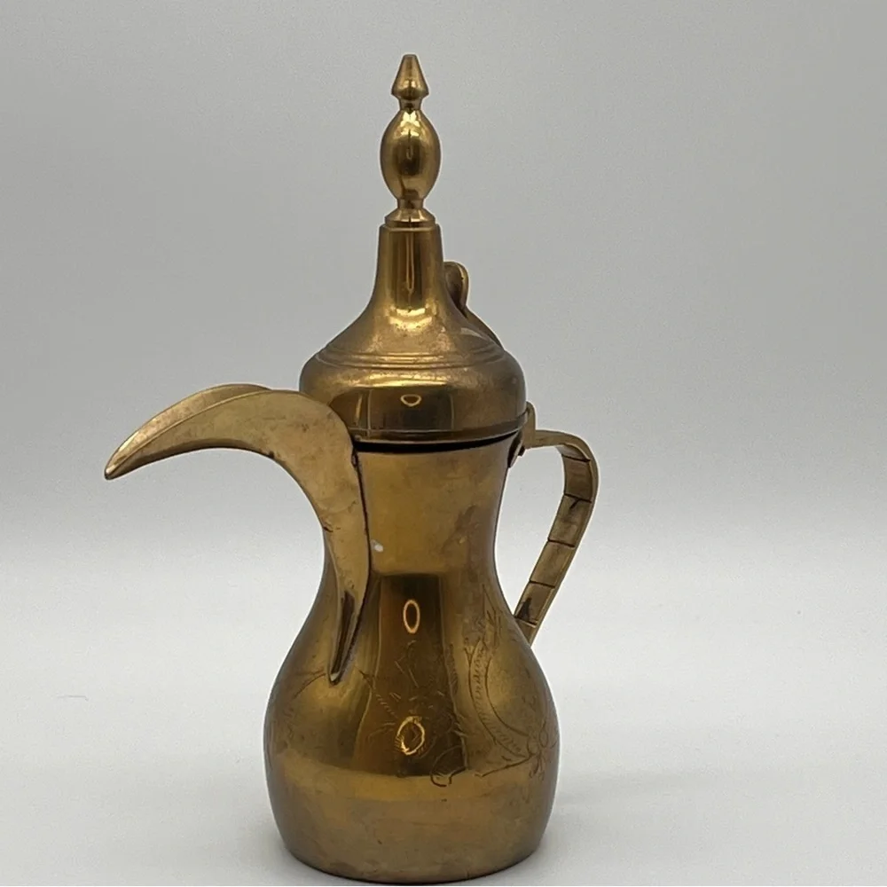 Vintage Etched Islamic Middle East Arabic Dallah Copper Brass Coffee Pot 10